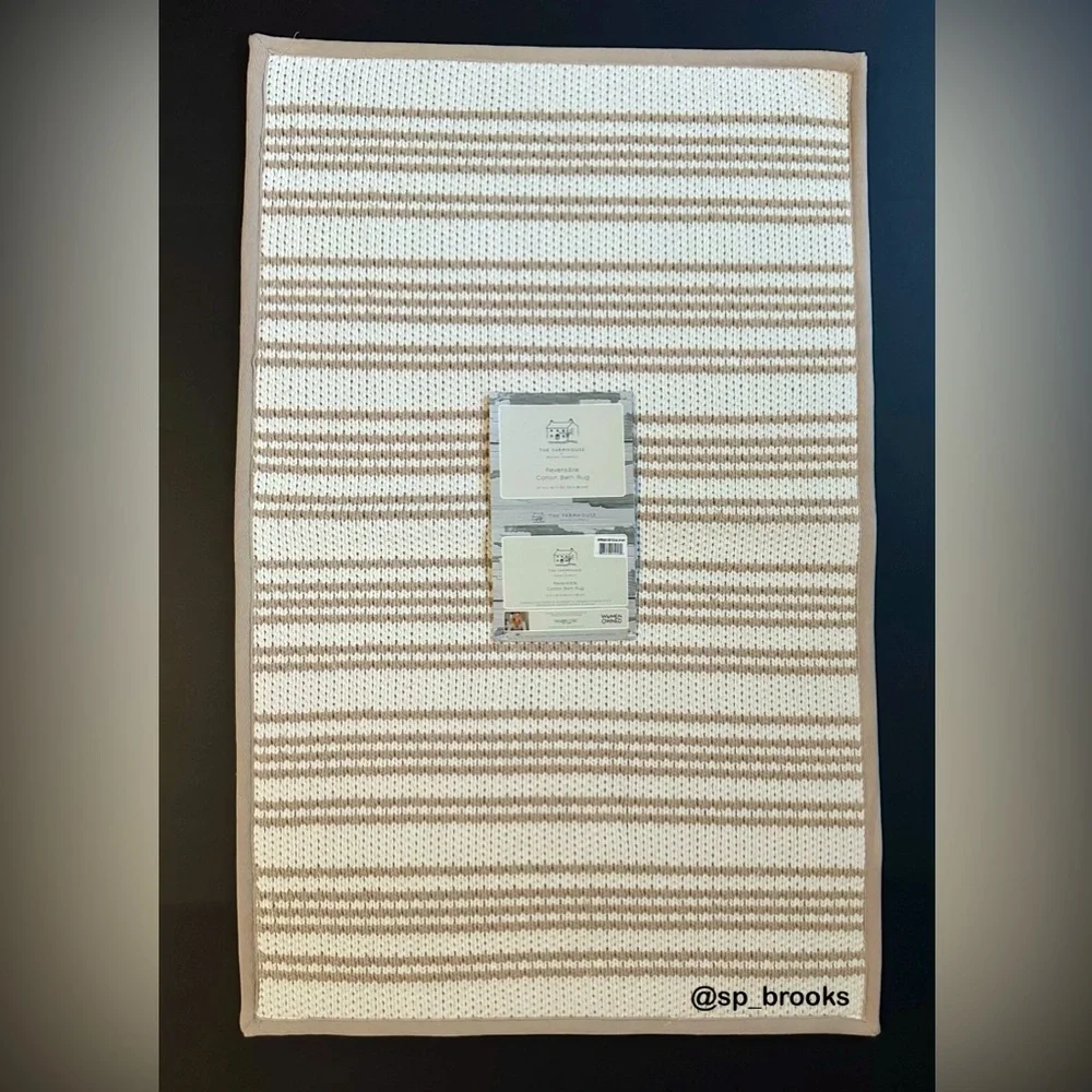 🎁Farmhouse Rachel Ashwell Reversible Cotton Bath Rug - 21” x 34” - Knit Rug